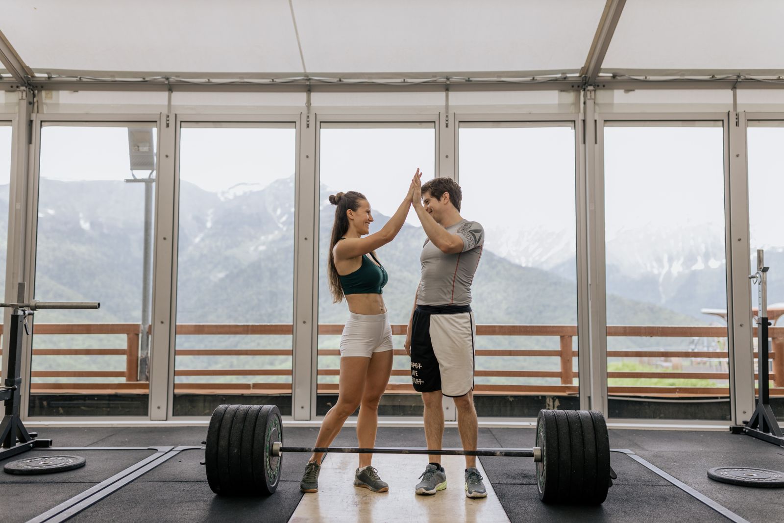 Stock photograph of two training partners
