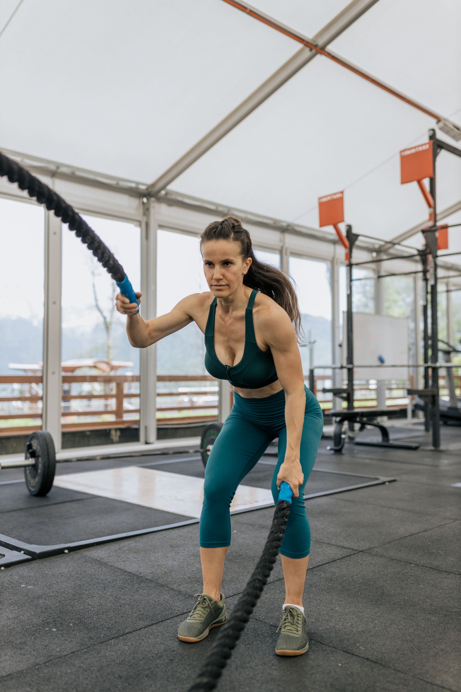 Stock photograph of battle-rope training